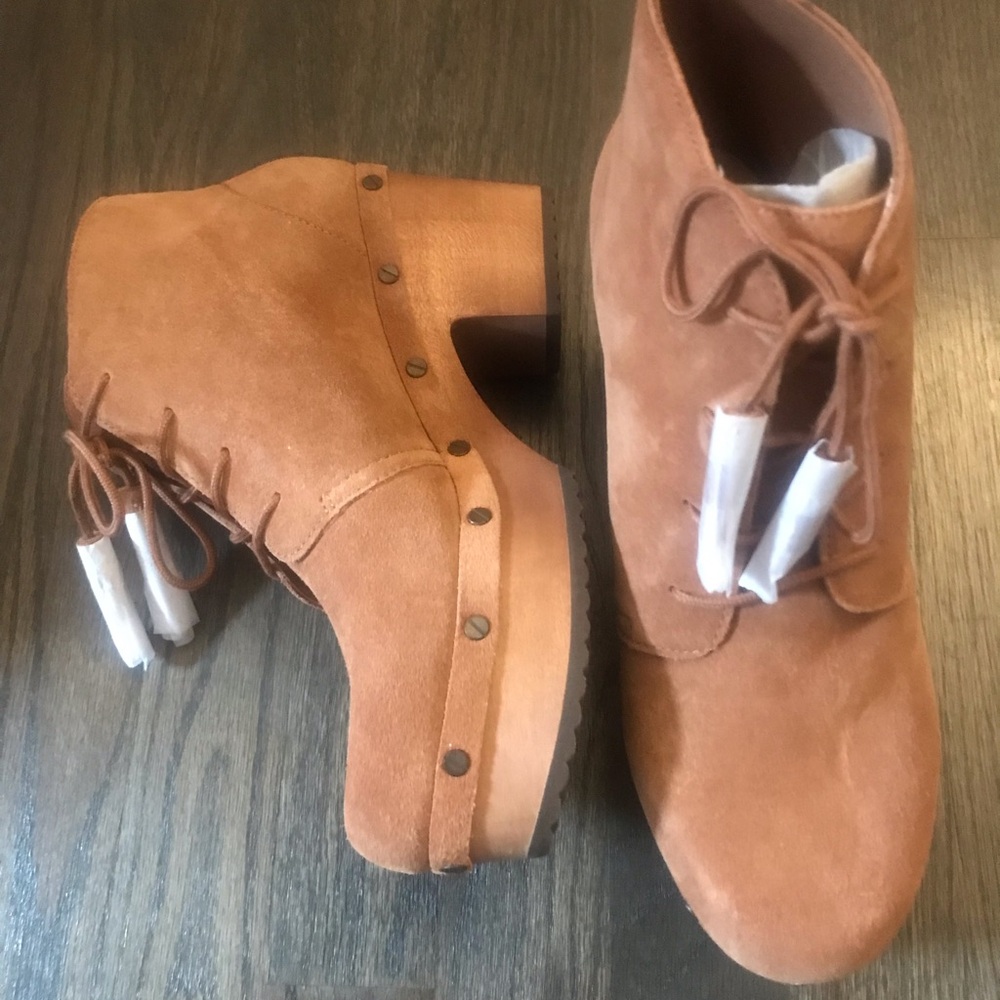 Suede clog booties